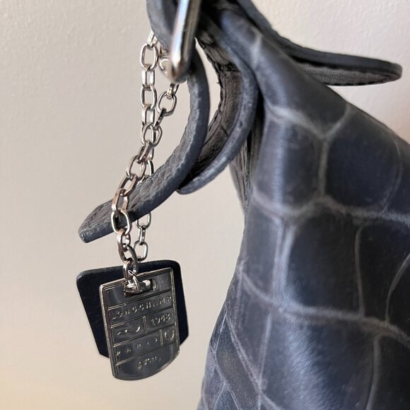 Longchamp Gray Croc-Embossed Shoulder Bag - Picture 3 of 12